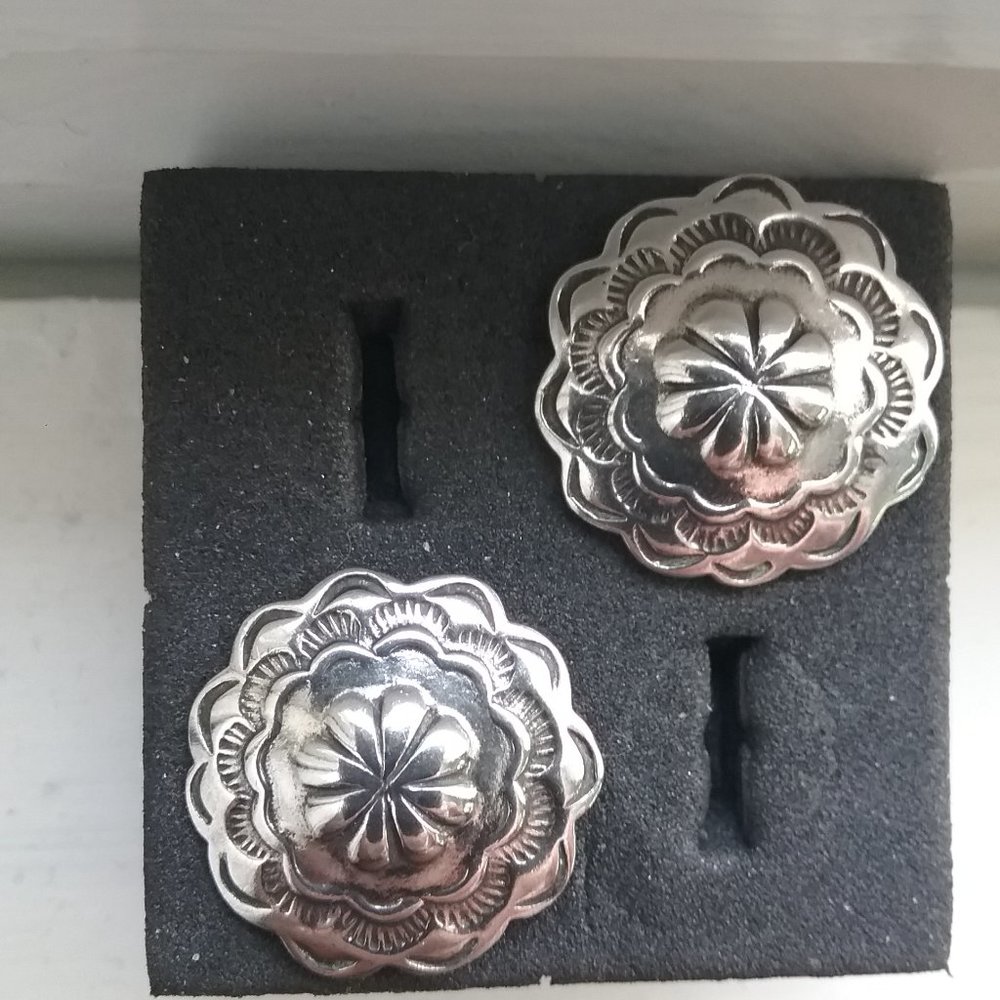 Sterling Silver Concho Earrings